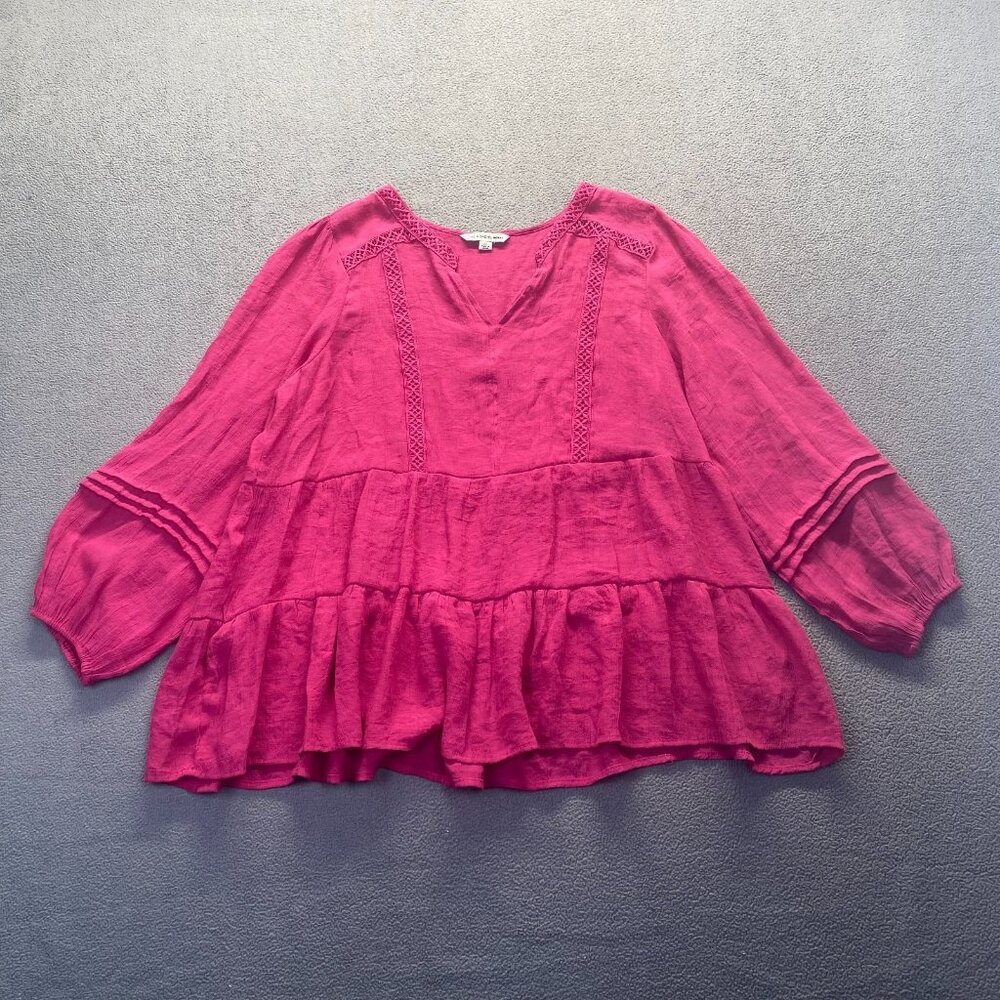 Zac and Rachel Women's Pink Long Sleeve Casual Blouse Size 2X,lightweight - Picture 1 of 8